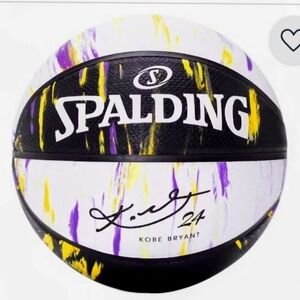 Spalding White Basketball with Black, Purple & Yellow Accents